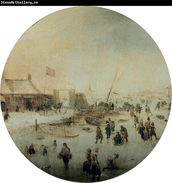 Hendrick Avercamp Winter landscape with skates and people playing kolf